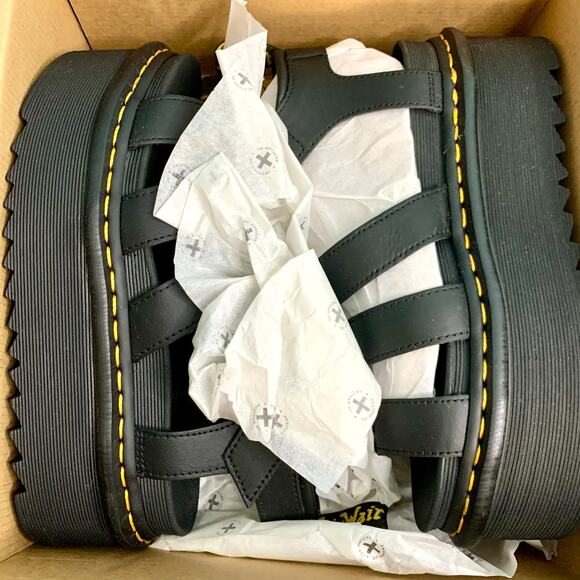 NIB Dr. Martens Blaire Quad Hydro Leather Platform Gladiator Sandals Size 8 - Picture 8 of 10